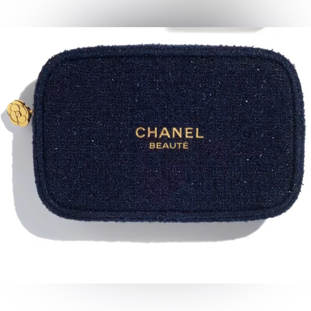 Chanel Blue and Gold Women's Cosmetic Bag